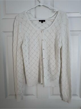 Lafayette 148 New York white Button-Front Knit Cardigan